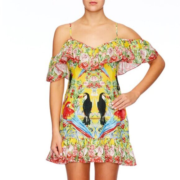 Camilla Love Birds Frill Dress XS b87 - Picture 6 of 11